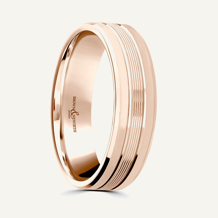 P1137 Flat Court Patterned Wedding Ring