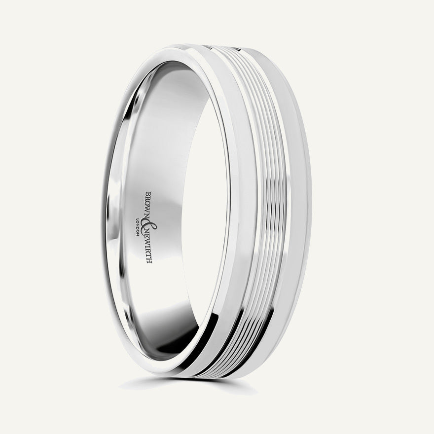 P1137 Flat Court Patterned Wedding Ring