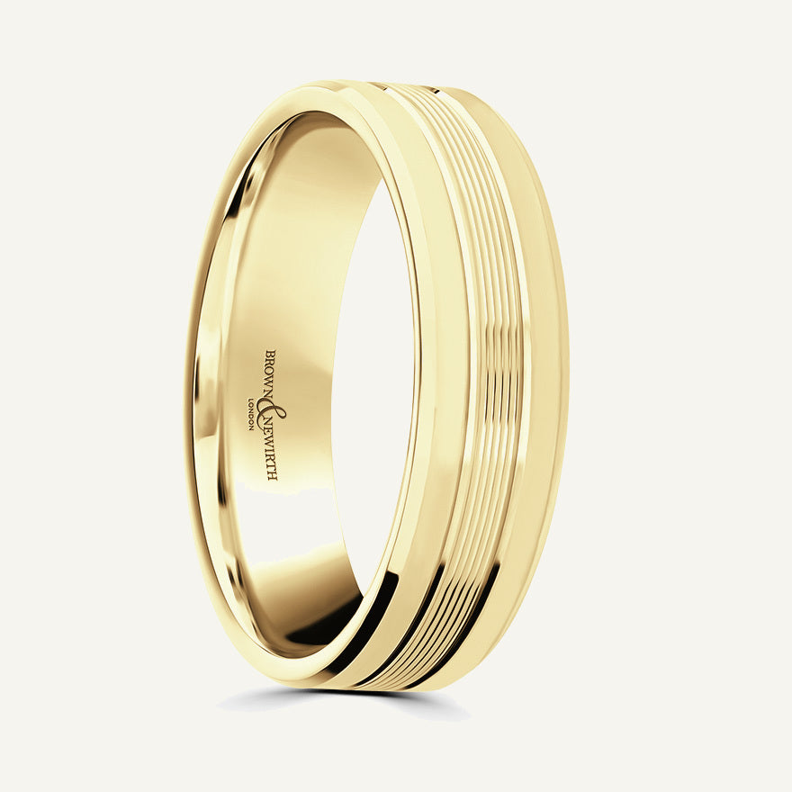 P1137 Flat Court Patterned Wedding Ring