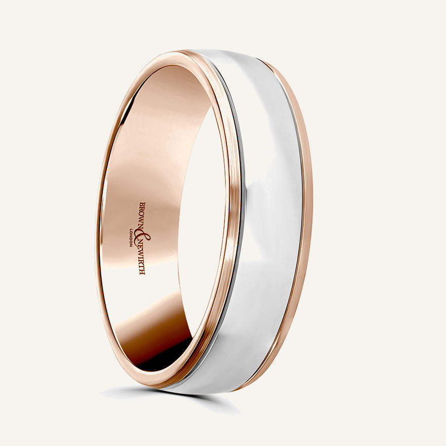 P1155 Modern Court Dual Colour Patterned Wedding Ring