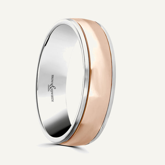 P1155 Modern Court Dual Colour Patterned Wedding Ring