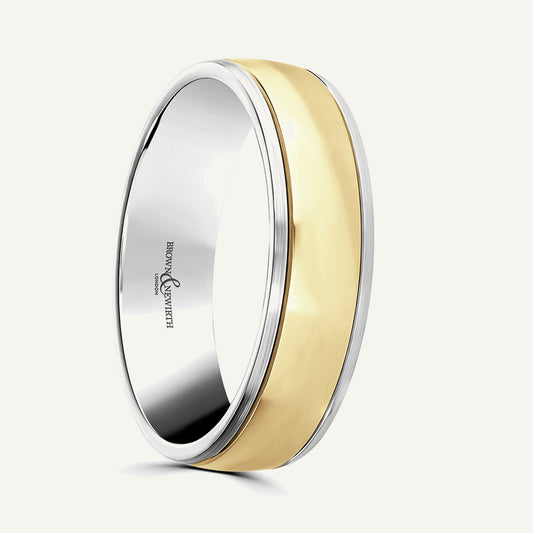 P1155 Modern Court Dual Colour Patterned Wedding Ring