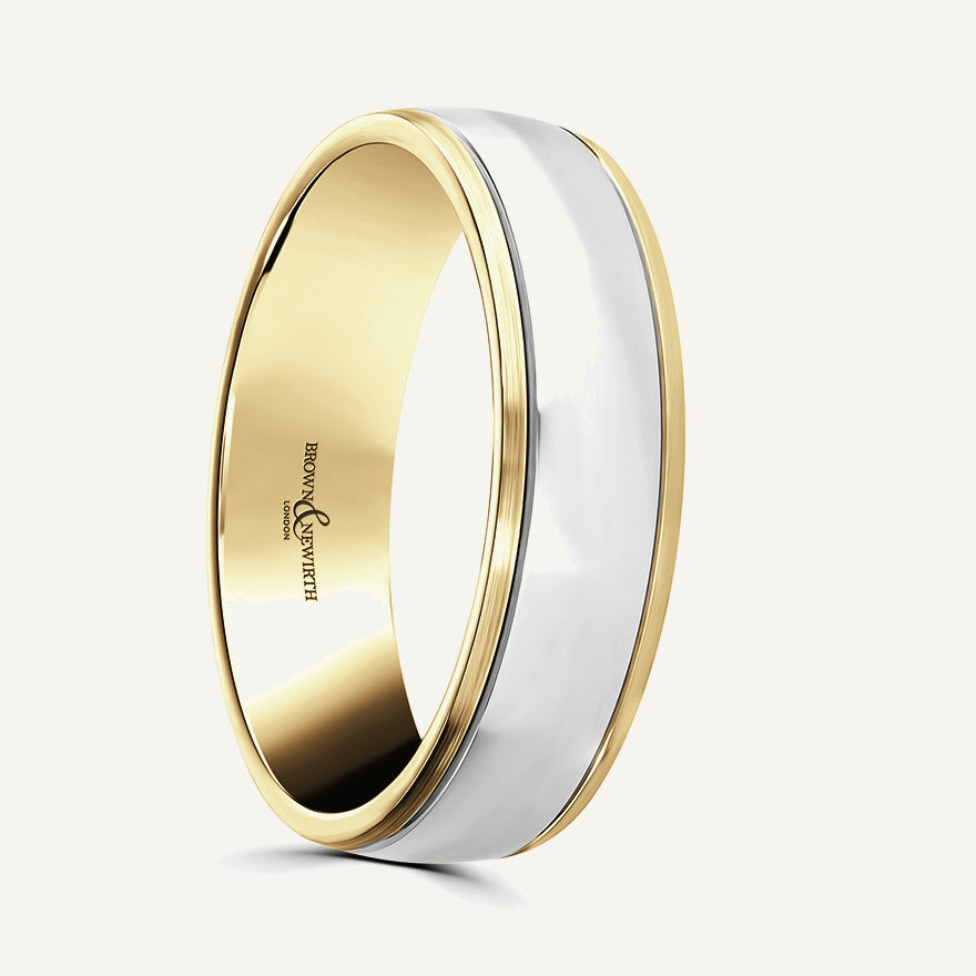 P1155 Modern Court Dual Colour Patterned Wedding Ring