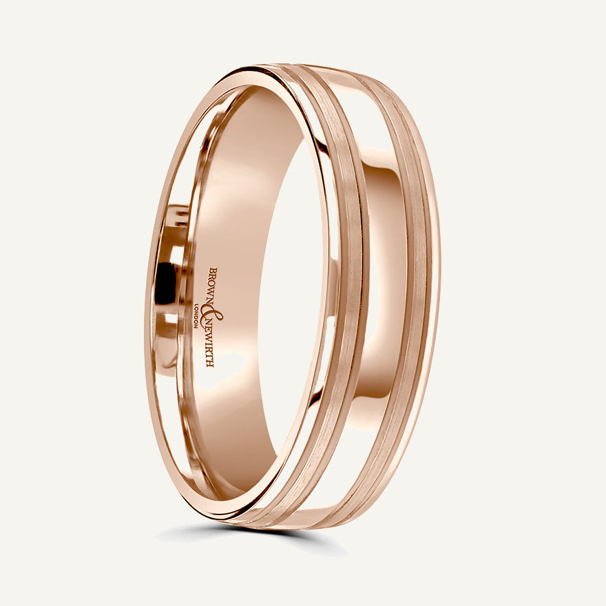 P1156 Modern Court Patterned Wedding Ring