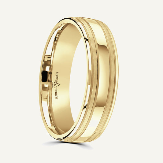 P1156 Modern Court Patterned Wedding Ring