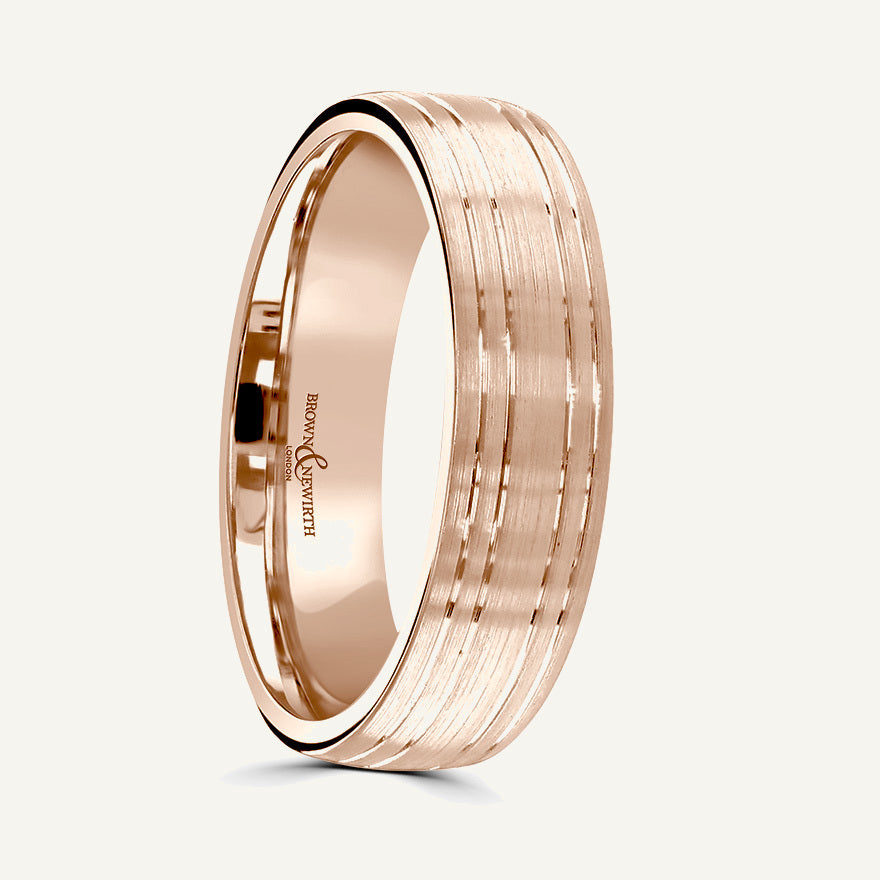 P1157 Modern Court Patterned Wedding Ring