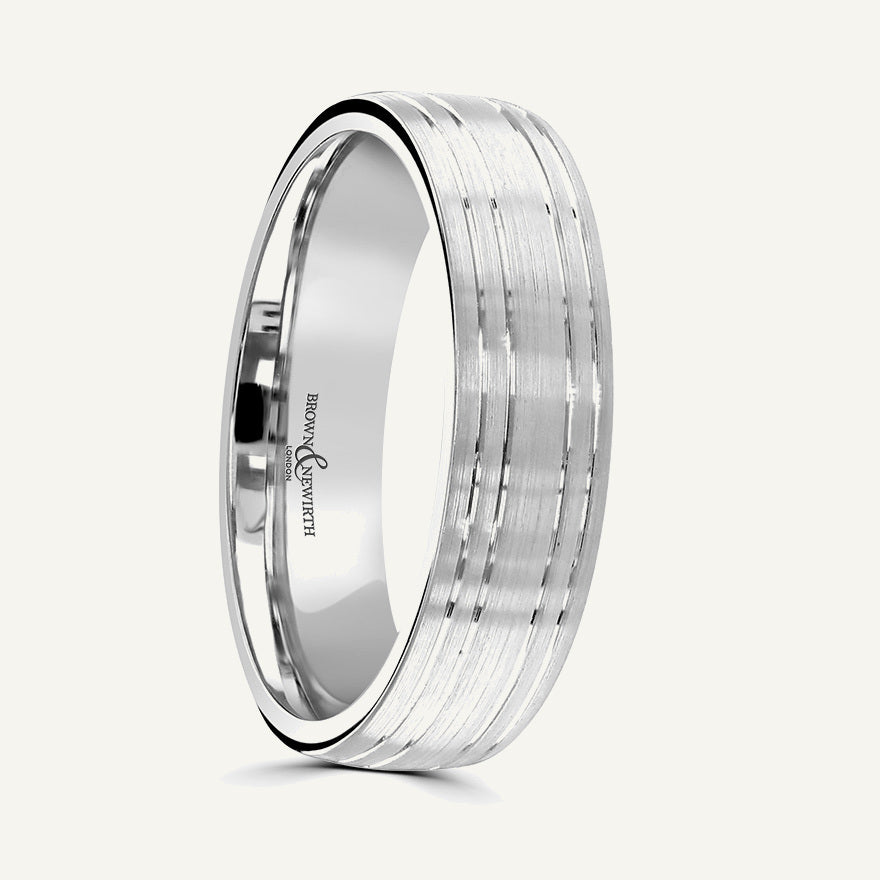 P1157 Modern Court Patterned Wedding Ring