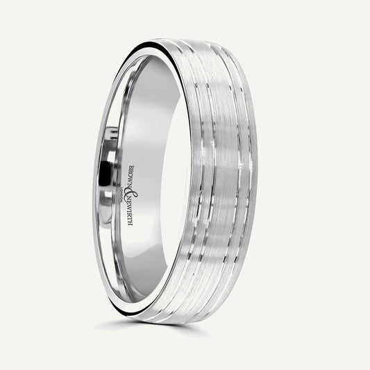 P1157 Modern Court Patterned Wedding Ring