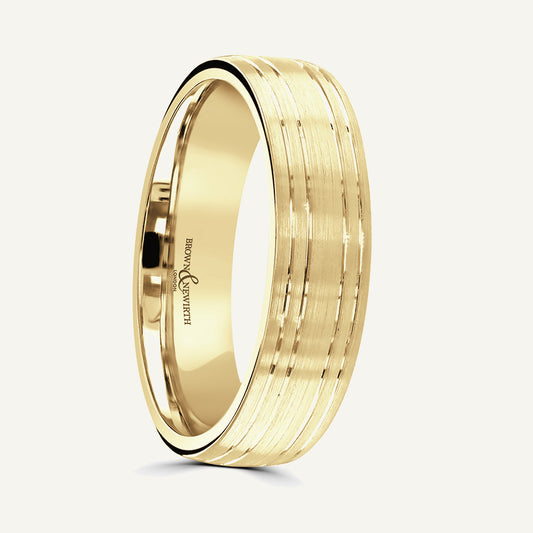 P1157 Modern Court Patterned Wedding Ring