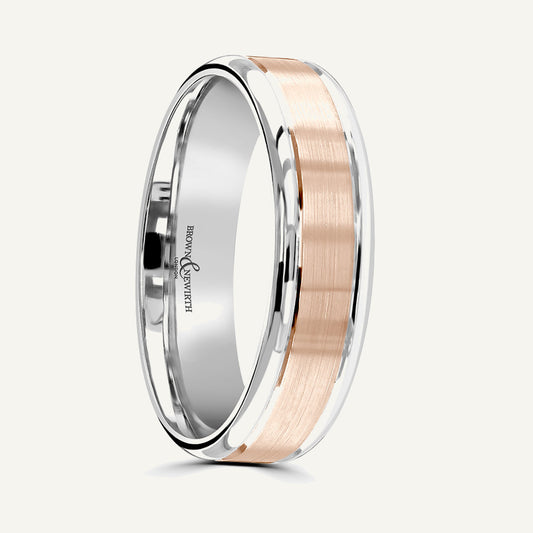 P1159 Softened Court Dual Colour Patterned Wedding Ring