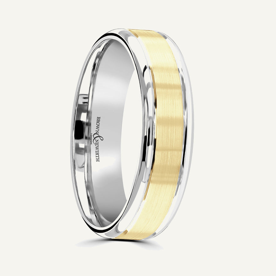 P1159 Softened Court Dual Colour Patterned Wedding Ring