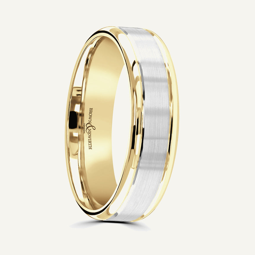 P1159 Softened Court Dual Colour Patterned Wedding Ring