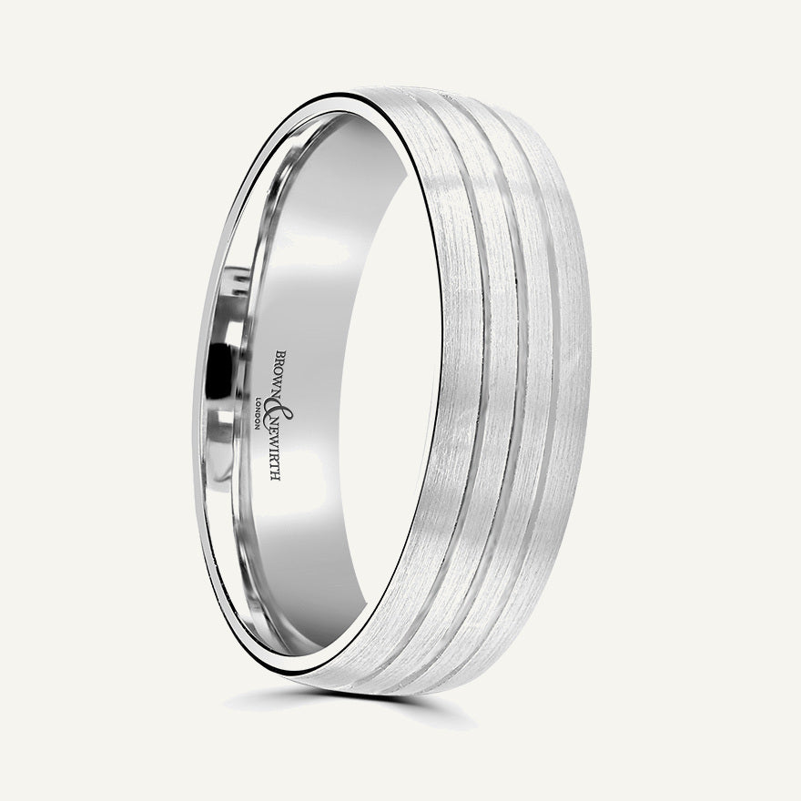 P1166 Modern Court Patterned Wedding Ring