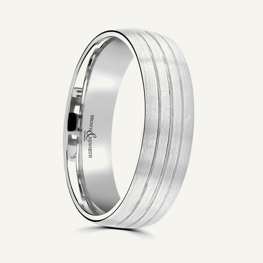 P1166 Modern Court Patterned Wedding Ring
