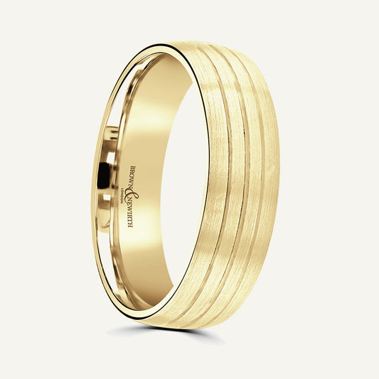 P1166 Modern Court Patterned Wedding Ring