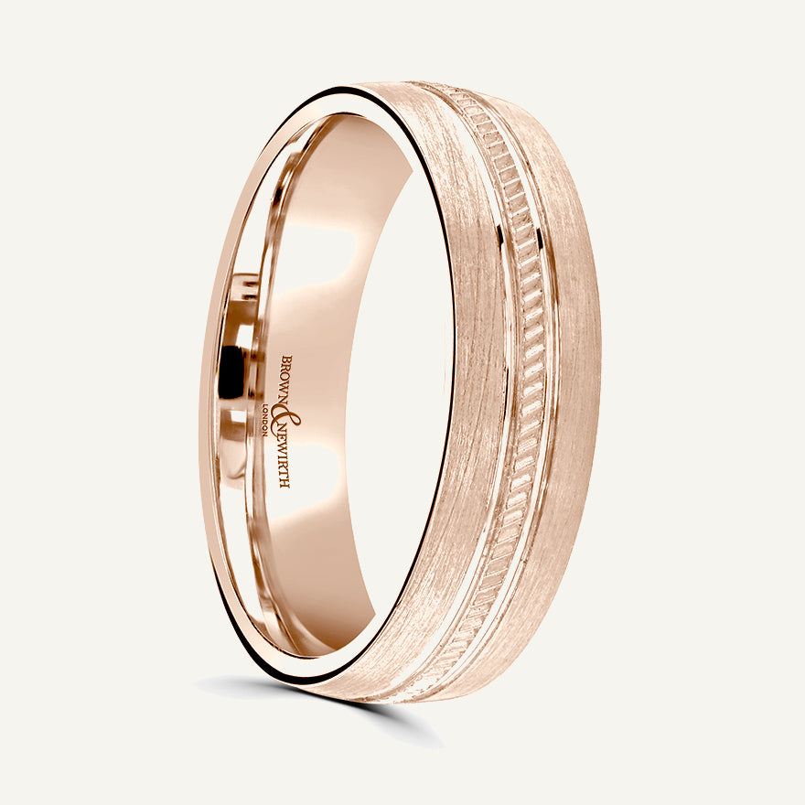 P1179 Modern Court Patterned Wedding Ring