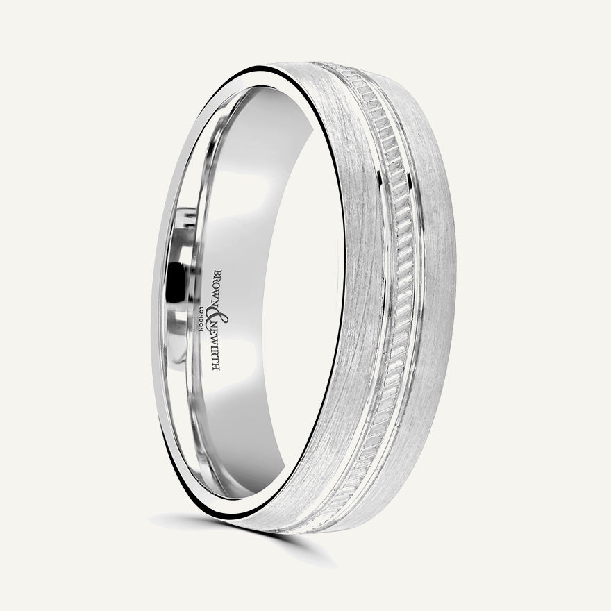 P1179 Modern Court Patterned Wedding Ring