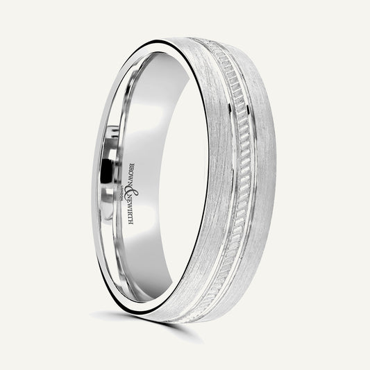P1179 Modern Court Patterned Wedding Ring