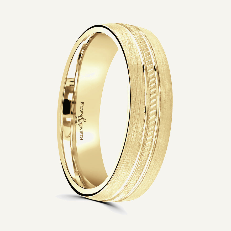 P1179 Modern Court Patterned Wedding Ring