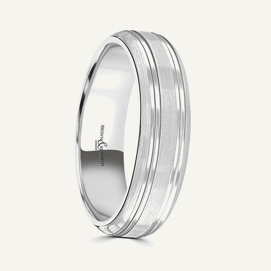 P1184 Softened Court Patterned Wedding Ring