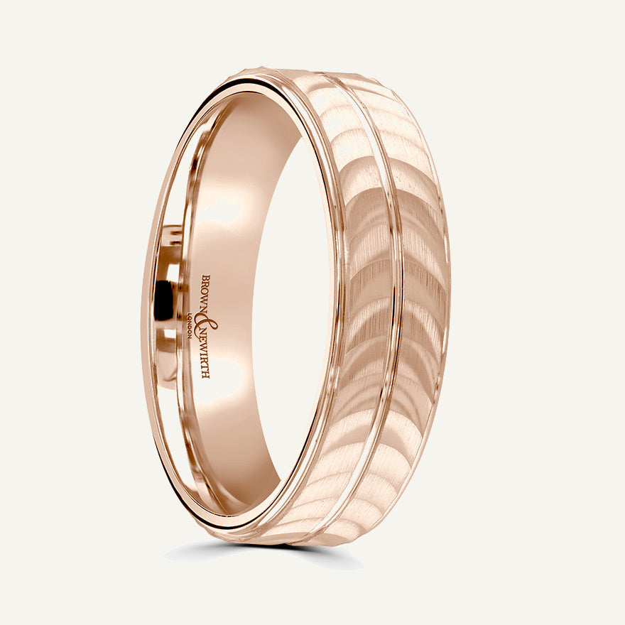 P1188 Flat Court Patterned Wedding Ring