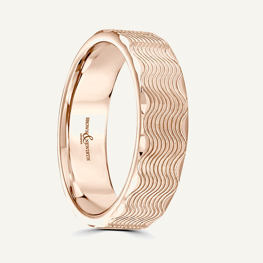 P1192 Flat Court Patterned Wedding Ring