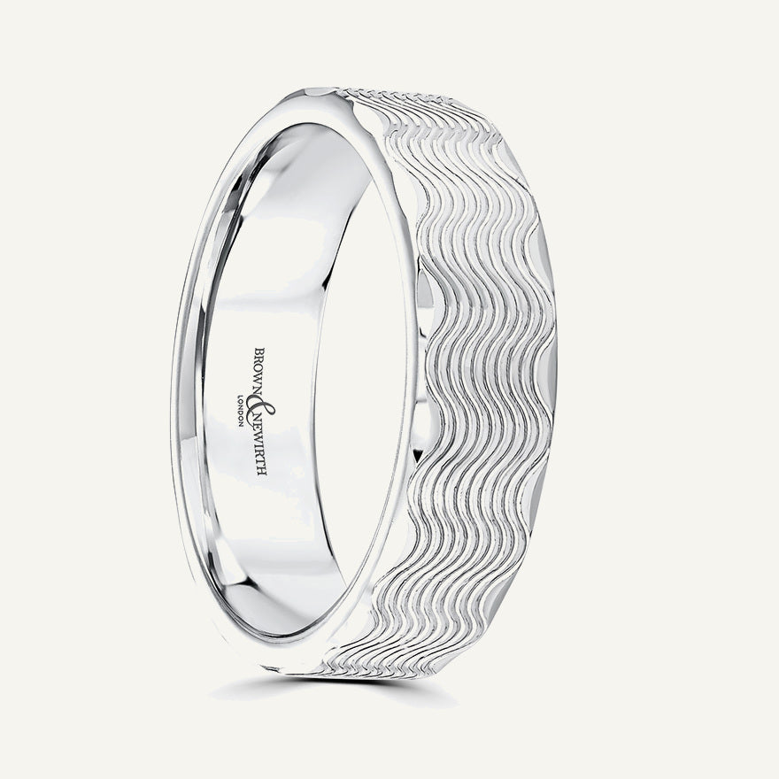 P1192 Flat Court Patterned Wedding Ring