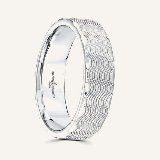 P1192 Flat Court Patterned Wedding Ring