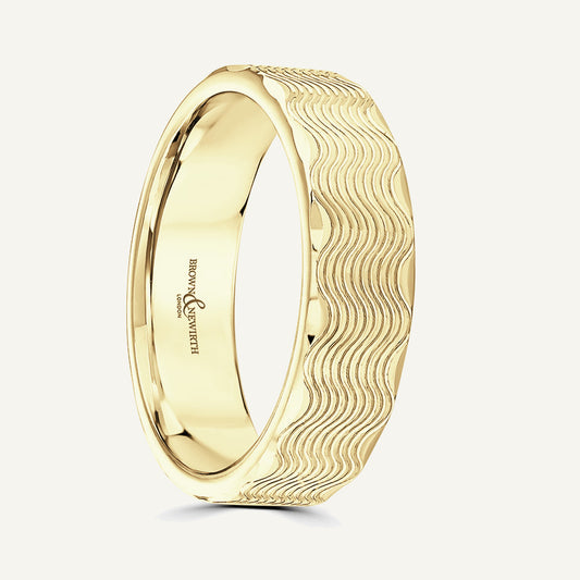 P1192 Flat Court Patterned Wedding Ring