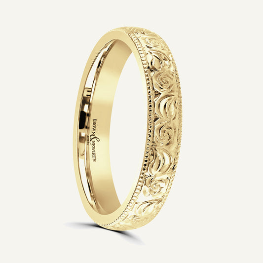 P130 Classic Court Patterned Wedding Ring