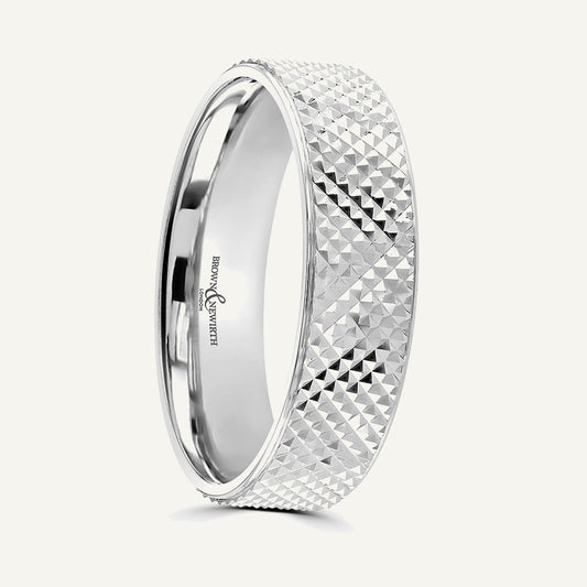 P2013 Flat Court Patterned Wedding Ring