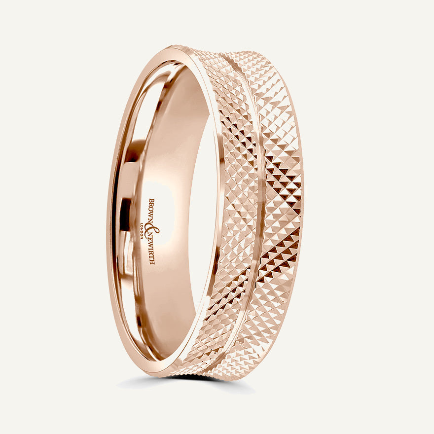 P2015 Flat Court Patterned Wedding Ring