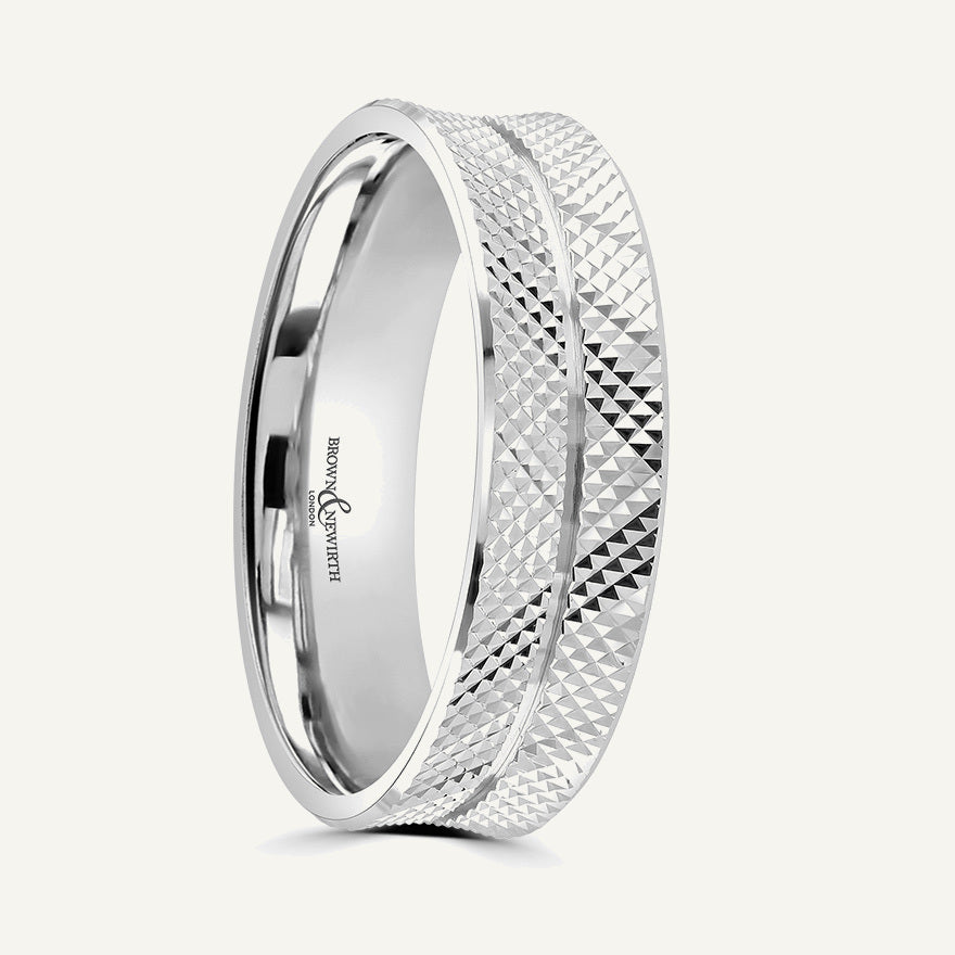 P2015 Flat Court Patterned Wedding Ring