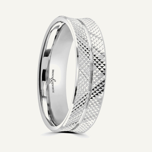 P2015 Flat Court Patterned Wedding Ring