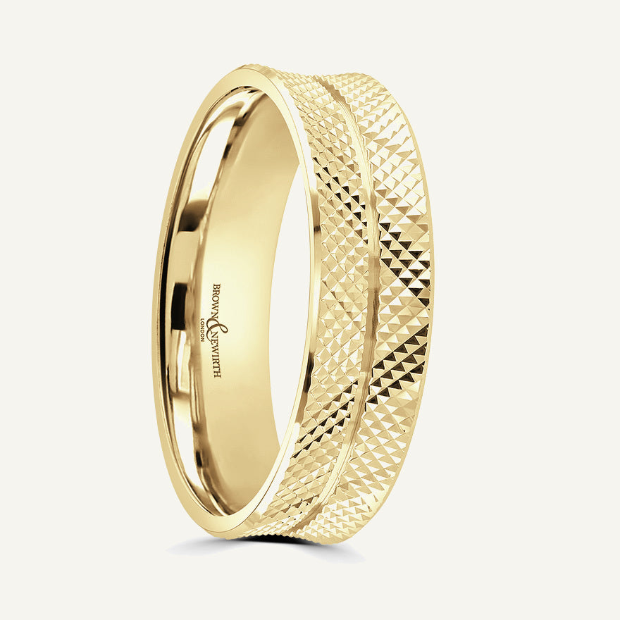 P2015 Flat Court Patterned Wedding Ring