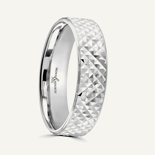 P2016 Flat Court Patterned Wedding Ring