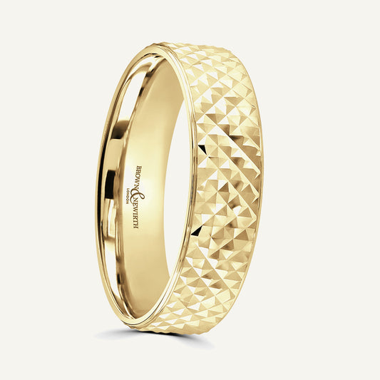 P2016 Flat Court Patterned Wedding Ring
