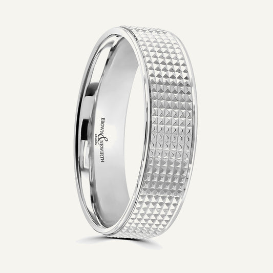 P2019 Flat Court Patterned Wedding Ring