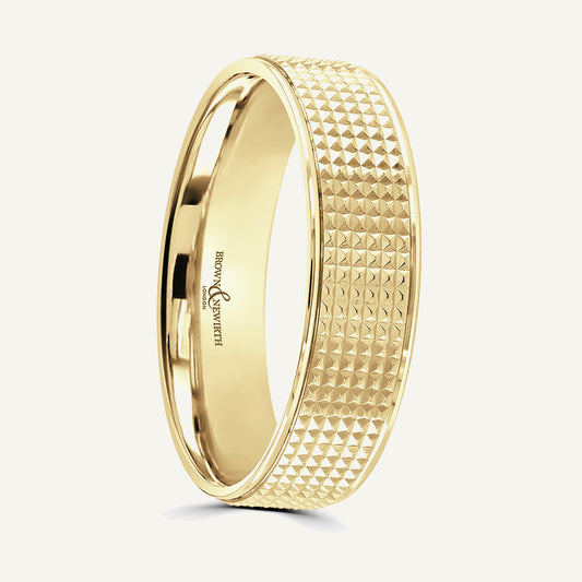 P2019 Flat Court Patterned Wedding Ring