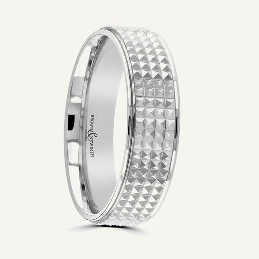 P2022 Flat Court Patterned Wedding Ring