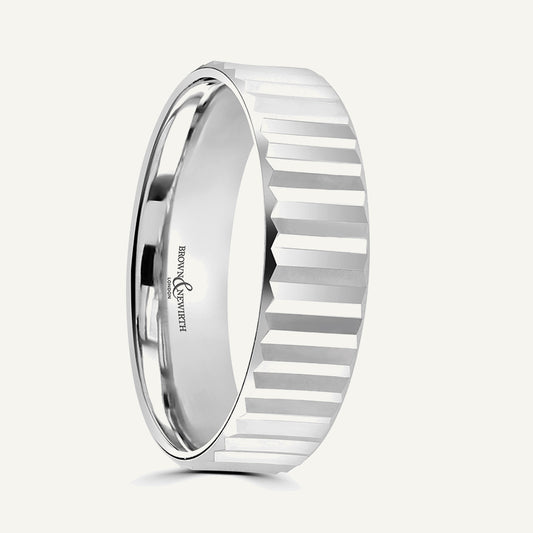 P2025 Flat Court Patterned Wedding Ring