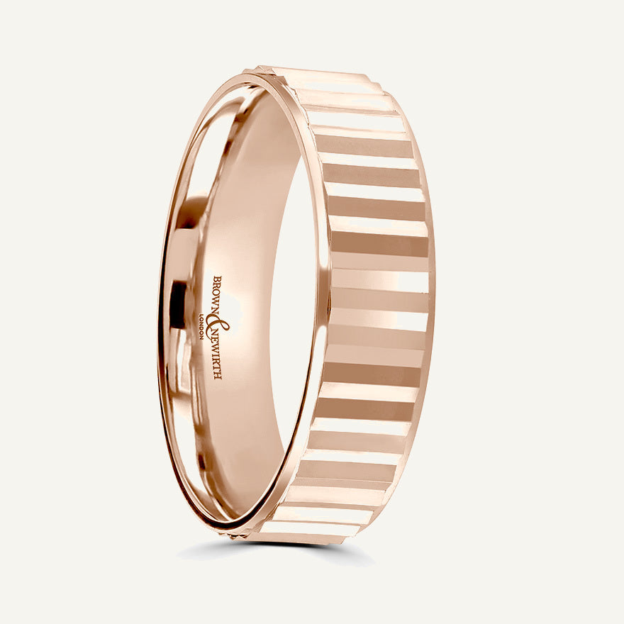 P2026 Flat Court Patterned Wedding Ring