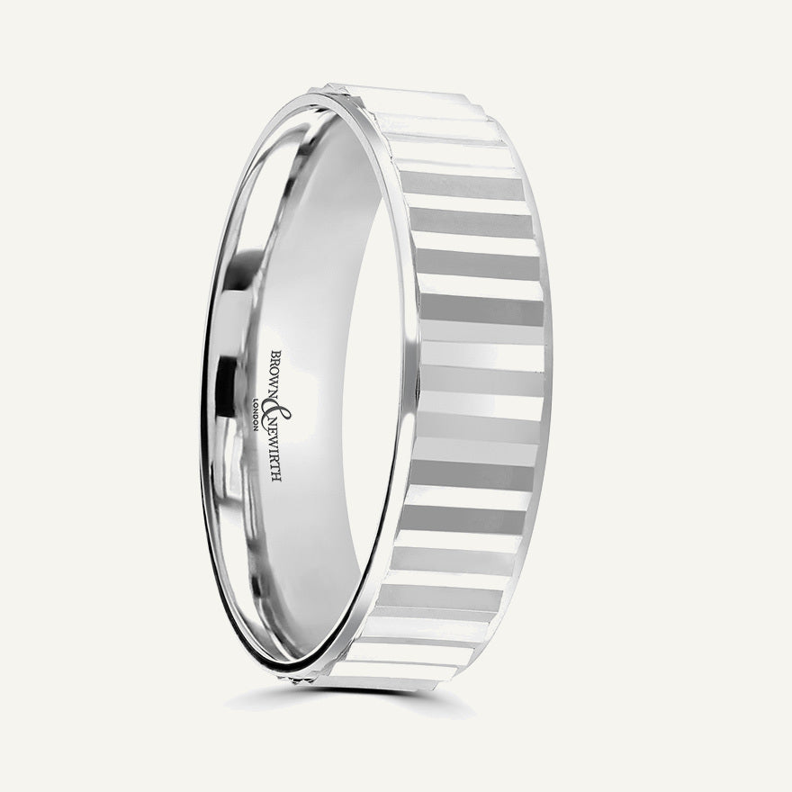 P2026 Flat Court Patterned Wedding Ring