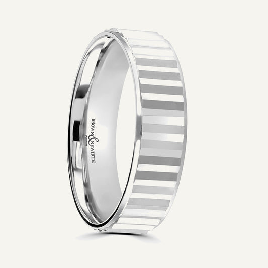 P2026 Flat Court Patterned Wedding Ring