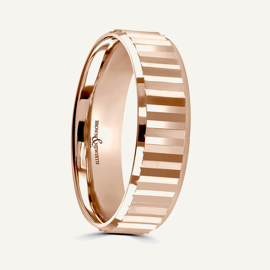 P2027 Flat Court Patterned Wedding Ring