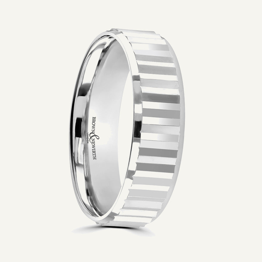 P2027 Flat Court Patterned Wedding Ring