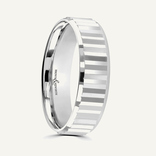 P2027 Flat Court Patterned Wedding Ring