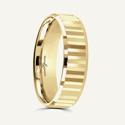 P2027 Flat Court Patterned Wedding Ring