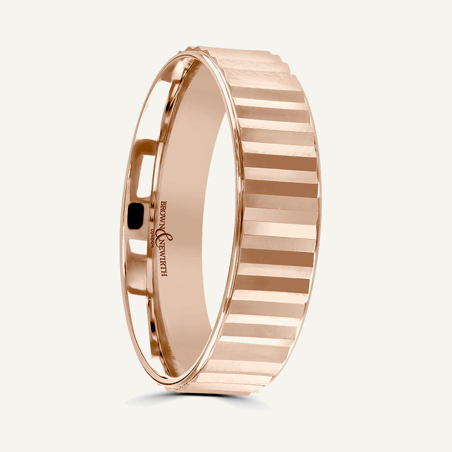 P2028 Flat Court Patterned Wedding Ring