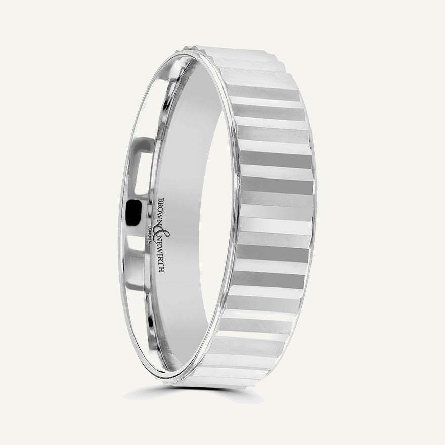 P2028 Flat Court Patterned Wedding Ring